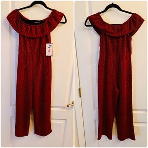 🆕 Brand- New Burgundy Sequins Girls Jumpsuit